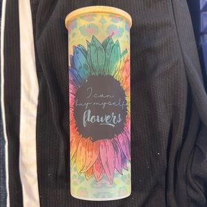 Colorful Floral Tumbler I Can Buy Myself Flowers with Glass Straw